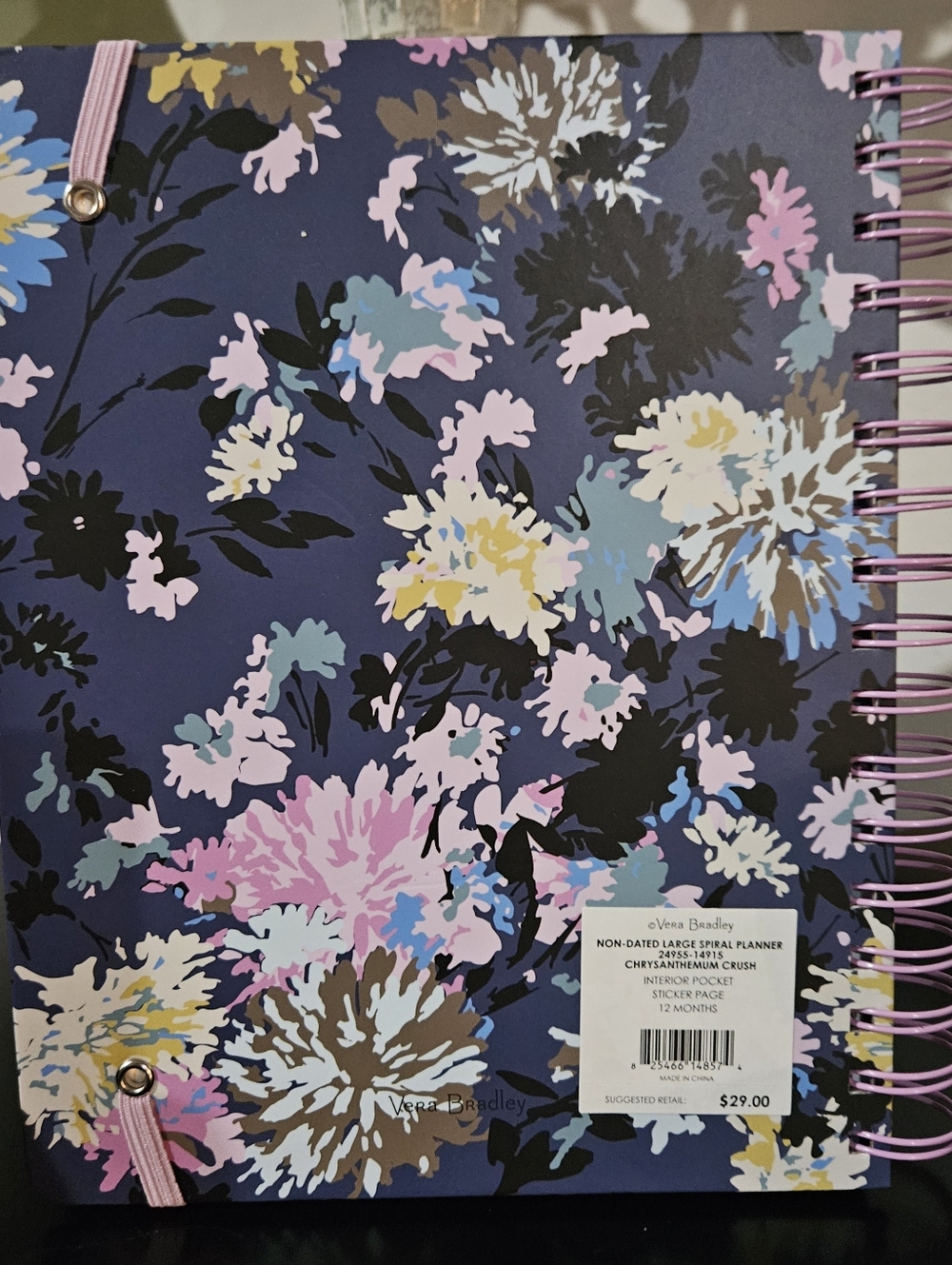 Vera Bradley Floral Spiral Non Dated Planner in Navy & Pastel NWT - Picture 4 of 15